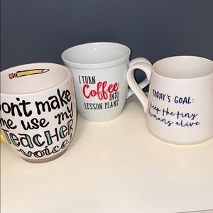 Set of three teacher mugs
